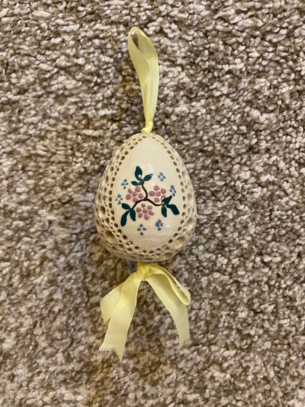 Carved Ceramic Easter Egg Colorful Flower Gift Decoration 3'' - Picture 3 of 5